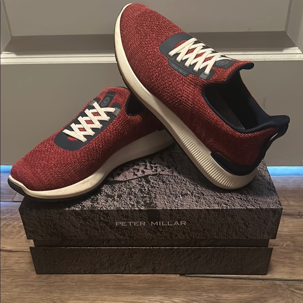 Peter Millar Red and Black Sneakers Modern Athletic Design